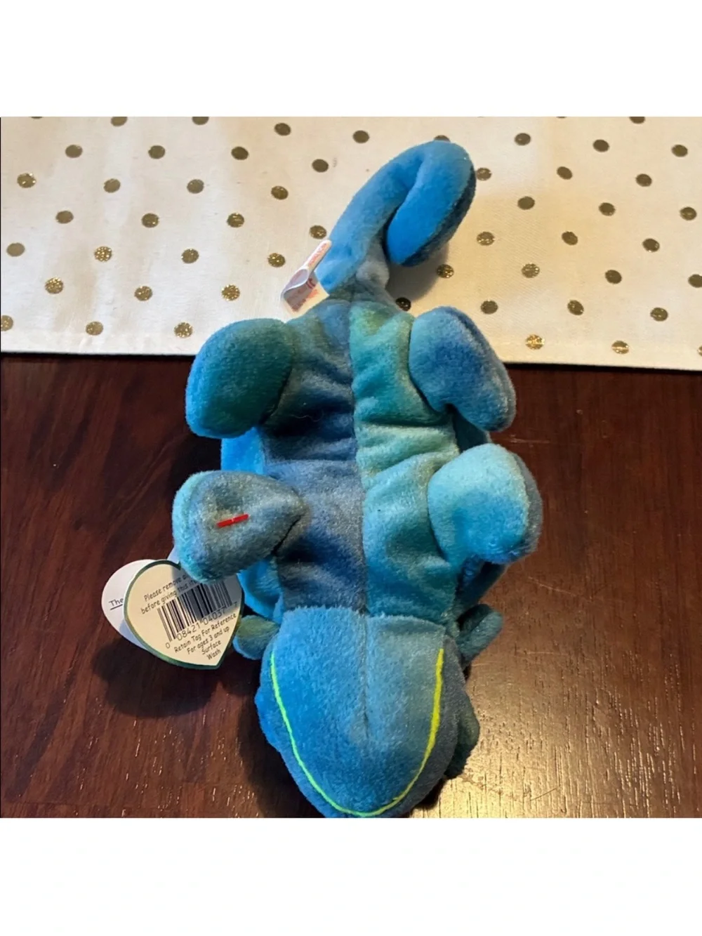 Ty Vibrant Blue Rainbow Chameleon Plush Beanie Baby Toy 1997